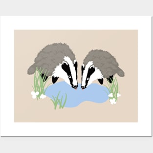 Badgers in the lake Posters and Art